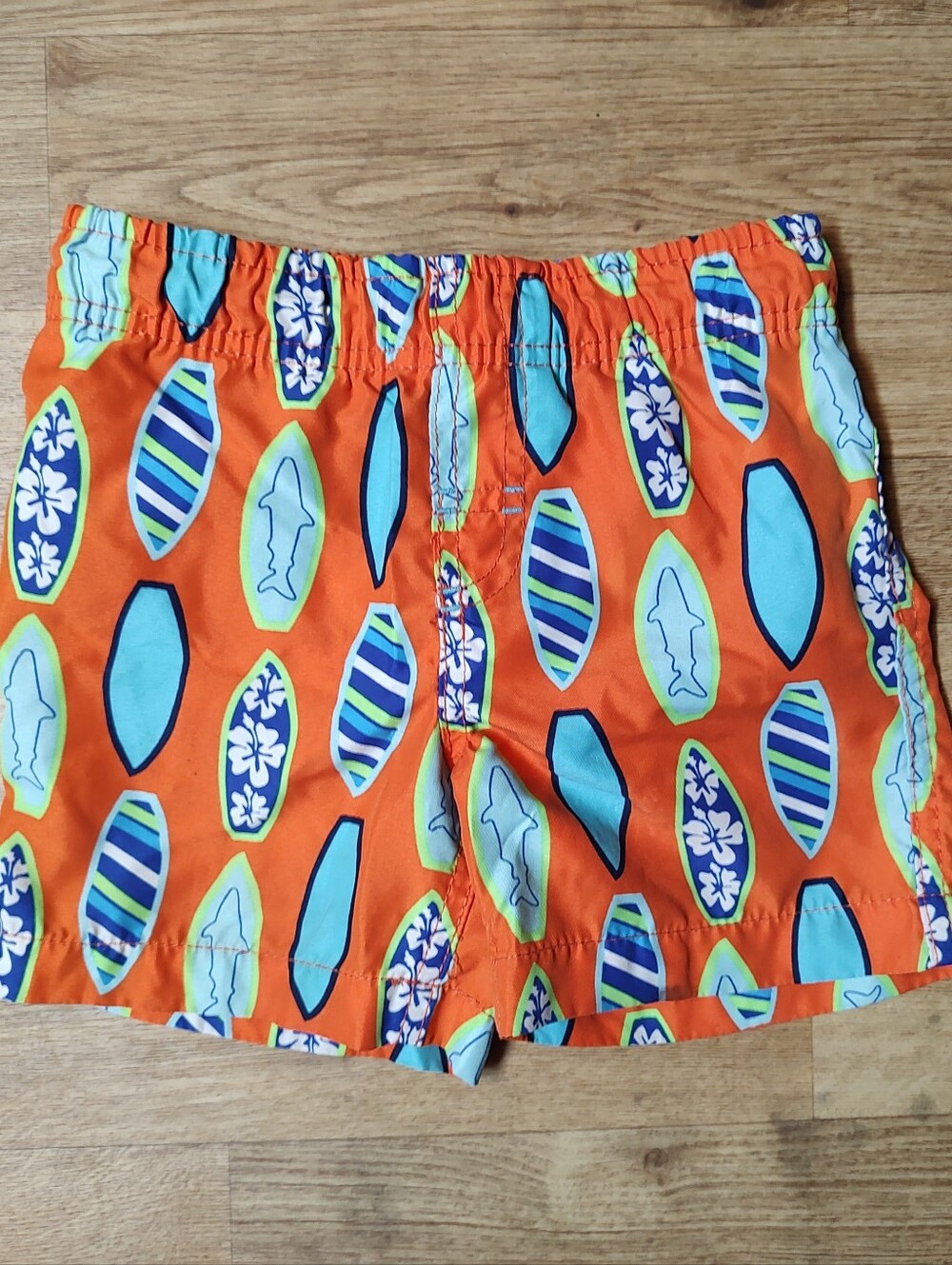 Bright Orange Boys Surfboard Swim Trunks